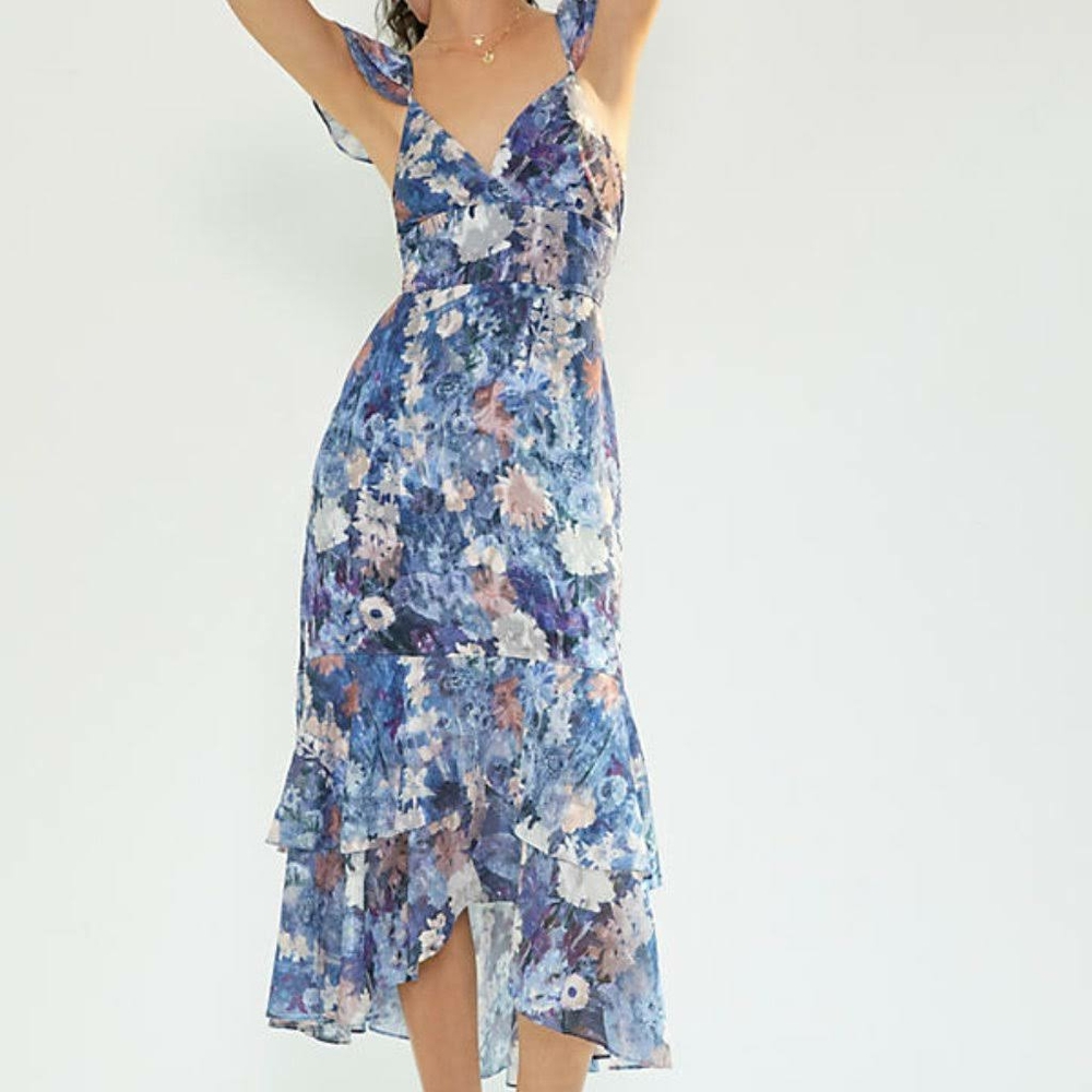 Hutch Blue and Purple Floral Midi Dress